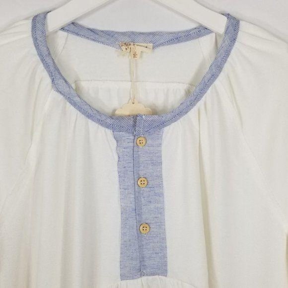 Hem & Thread 1/4 Button Bishop Sleeve Blouse - Picture 2 of 8